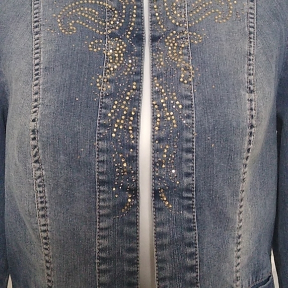 Chico's Golden Paisley Denim Jacket Chico's Size - 0 (4/Small) - Picture 9 of 16